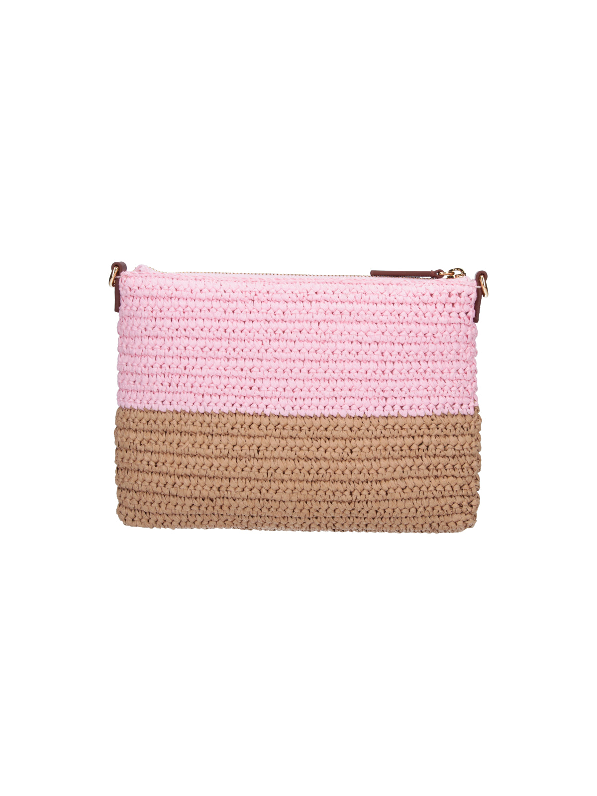 Pink Seaside Woven Raffia Pouch