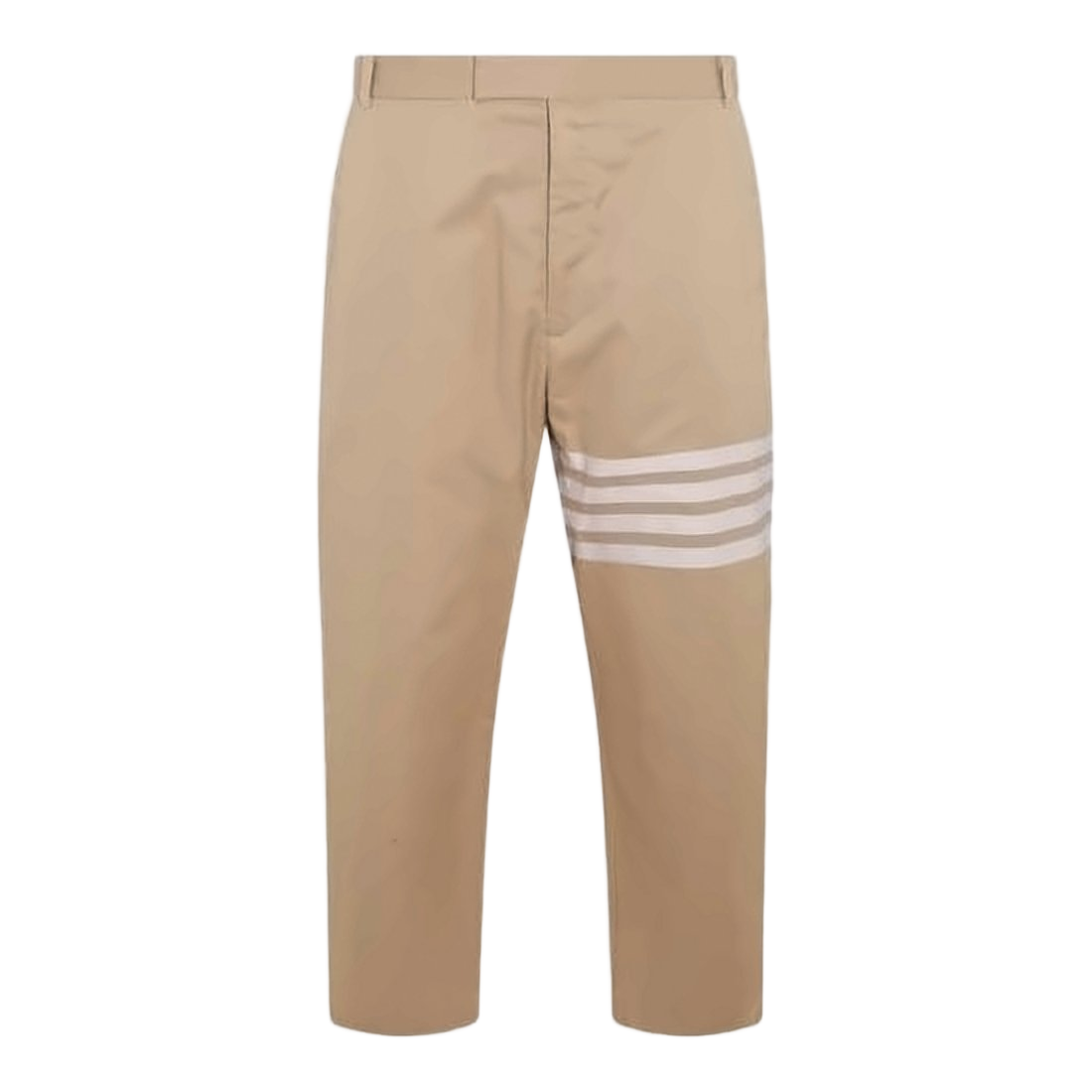 Tailored Brown Straight-Leg Pants with Distinctive Stripes