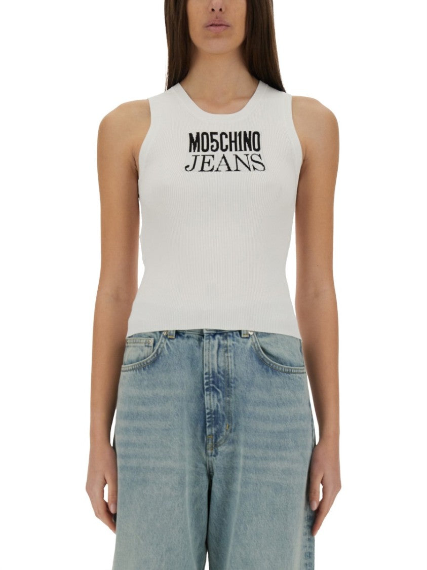 Ribbed White Sleeveless Top