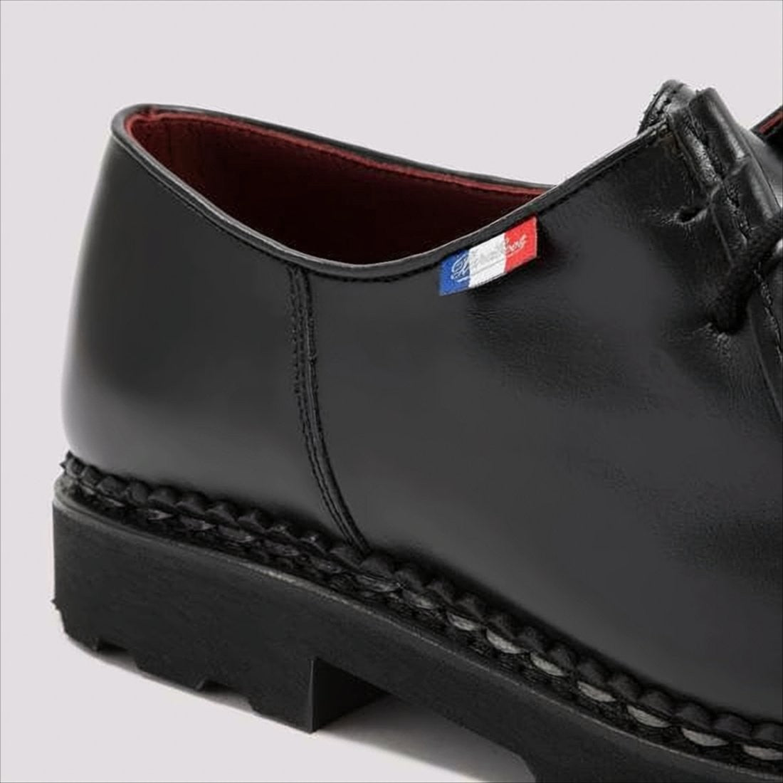 Black Leather Loafers with Moc Toe Design
