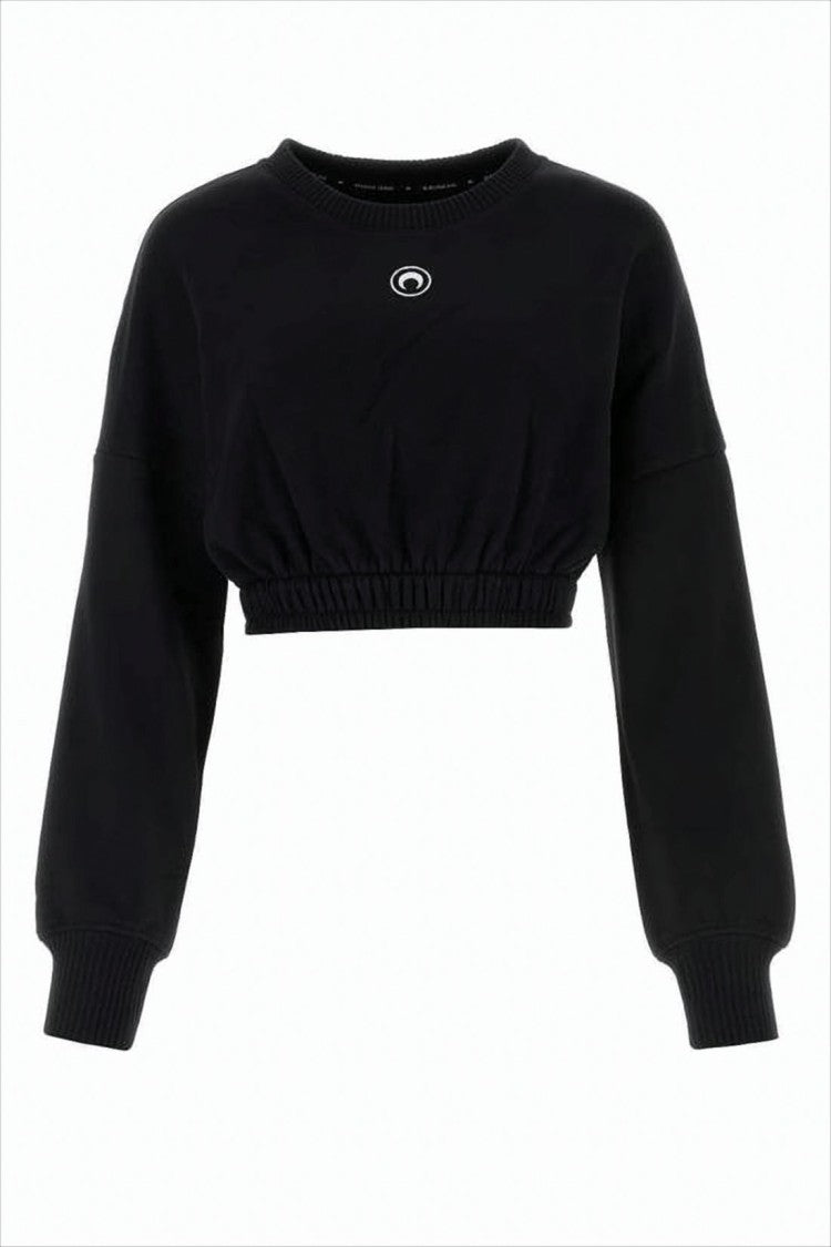 Cropped Long-Sleeve Top with Ribbed Hem
