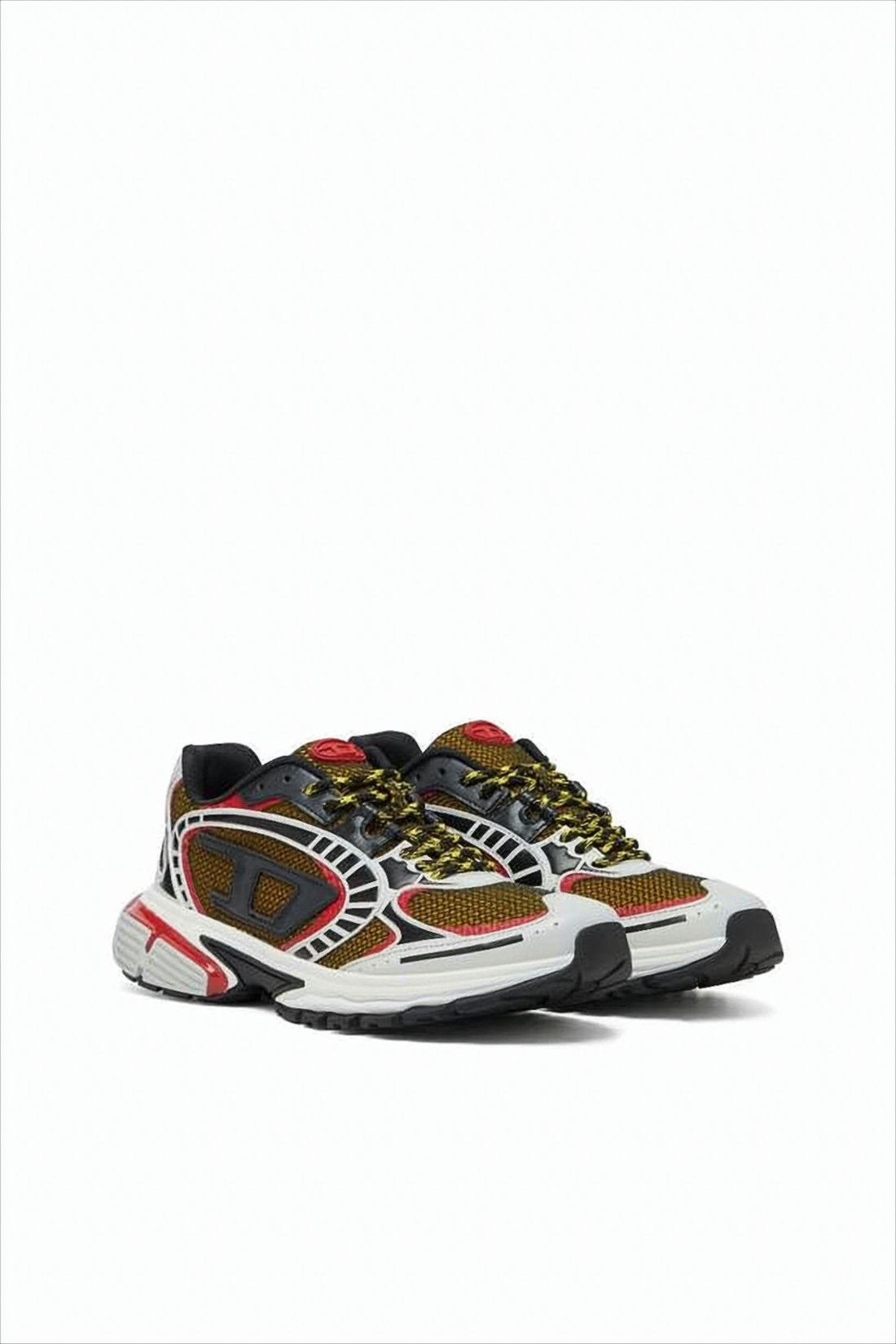 Dynamic Olive Green Sneakers with Bold Accents