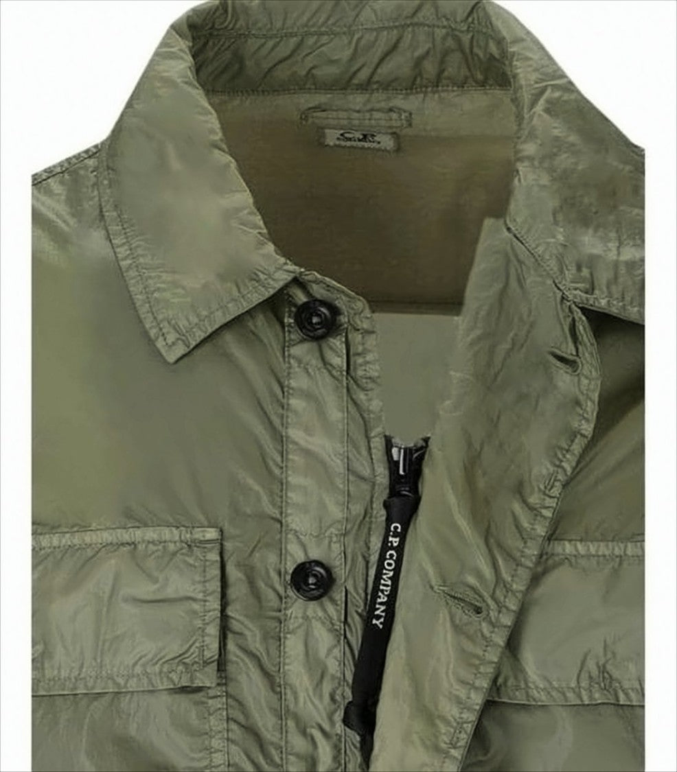 Lightweight Olive Green Polyamide Jacket With Lens Detail