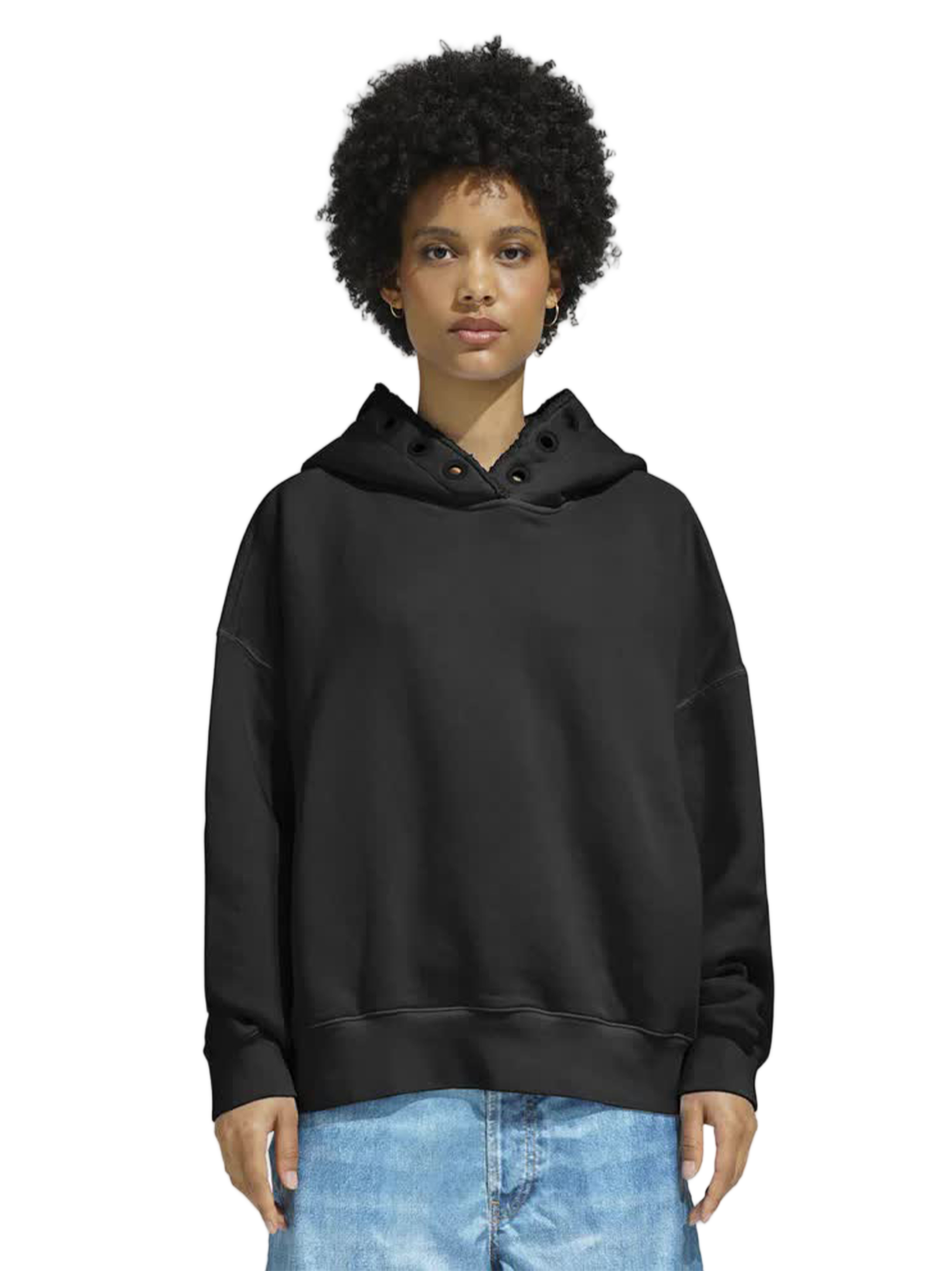 Black Felpa Oversized Dropped Hoodie
