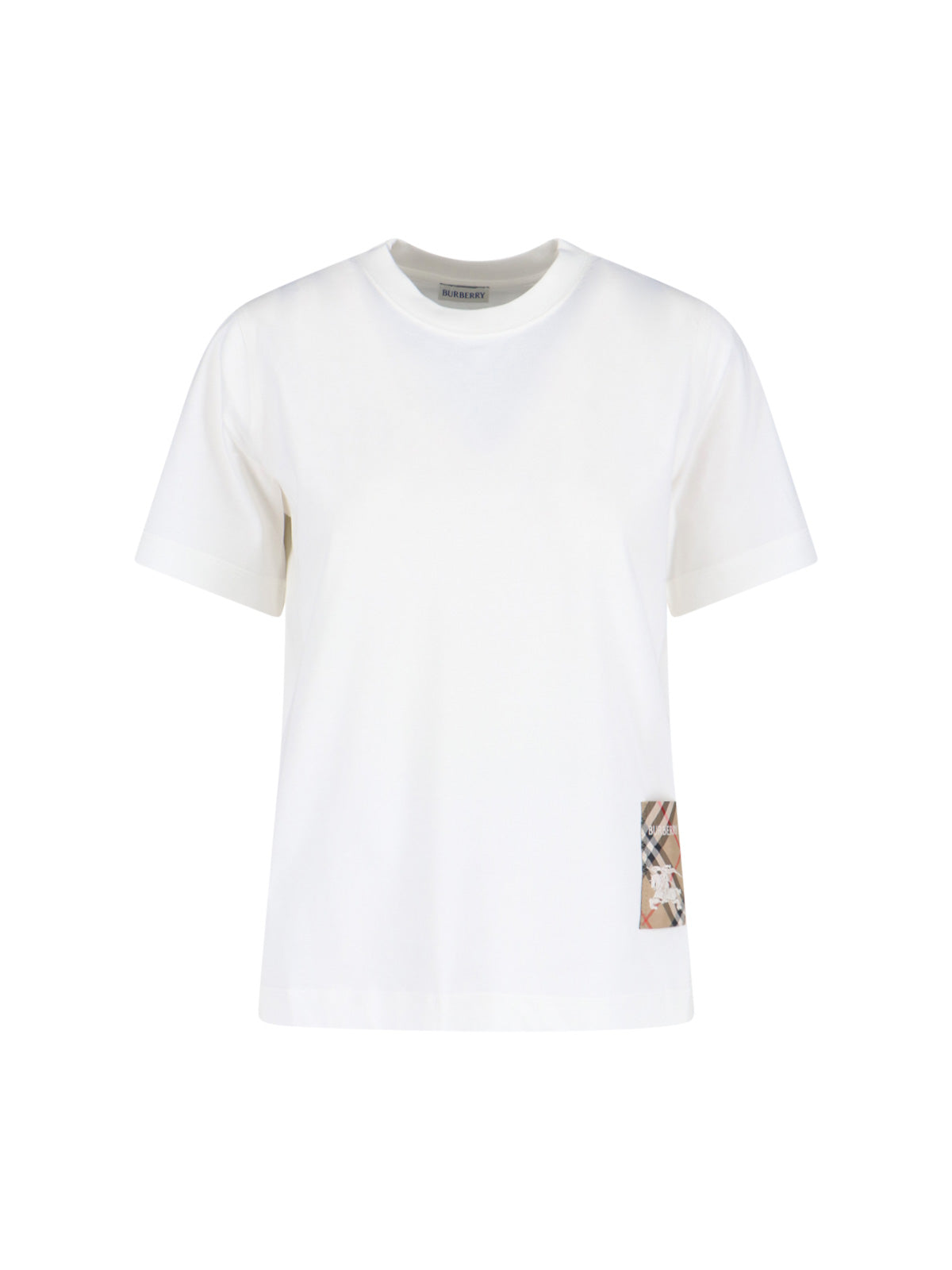 "Check" T-Shirt, In White Cotton