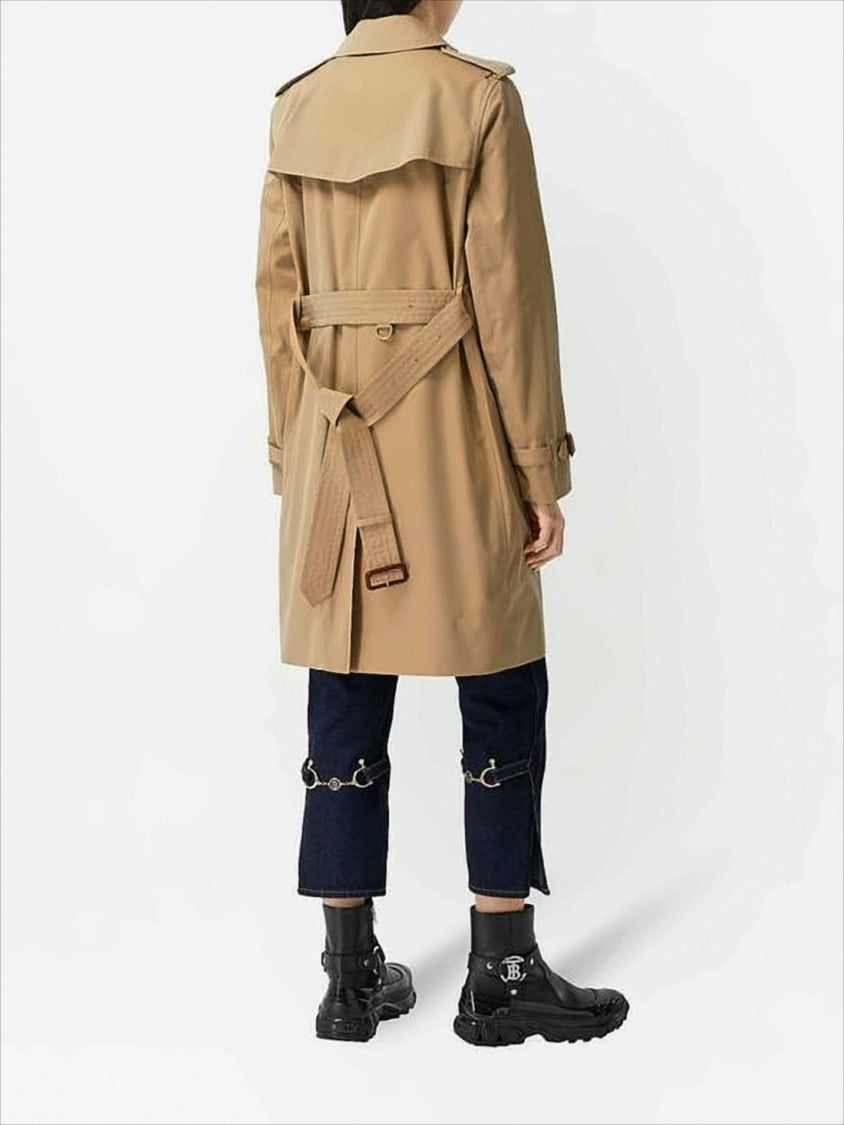 Double-Breasted Trench Coat with Distinctive Check Hood