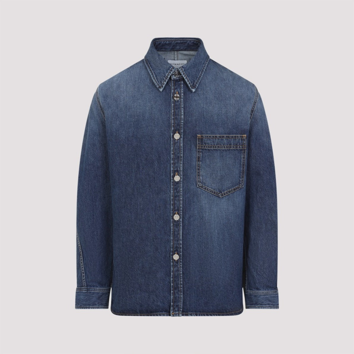 Classic Denim Shirt With Button-Up Front