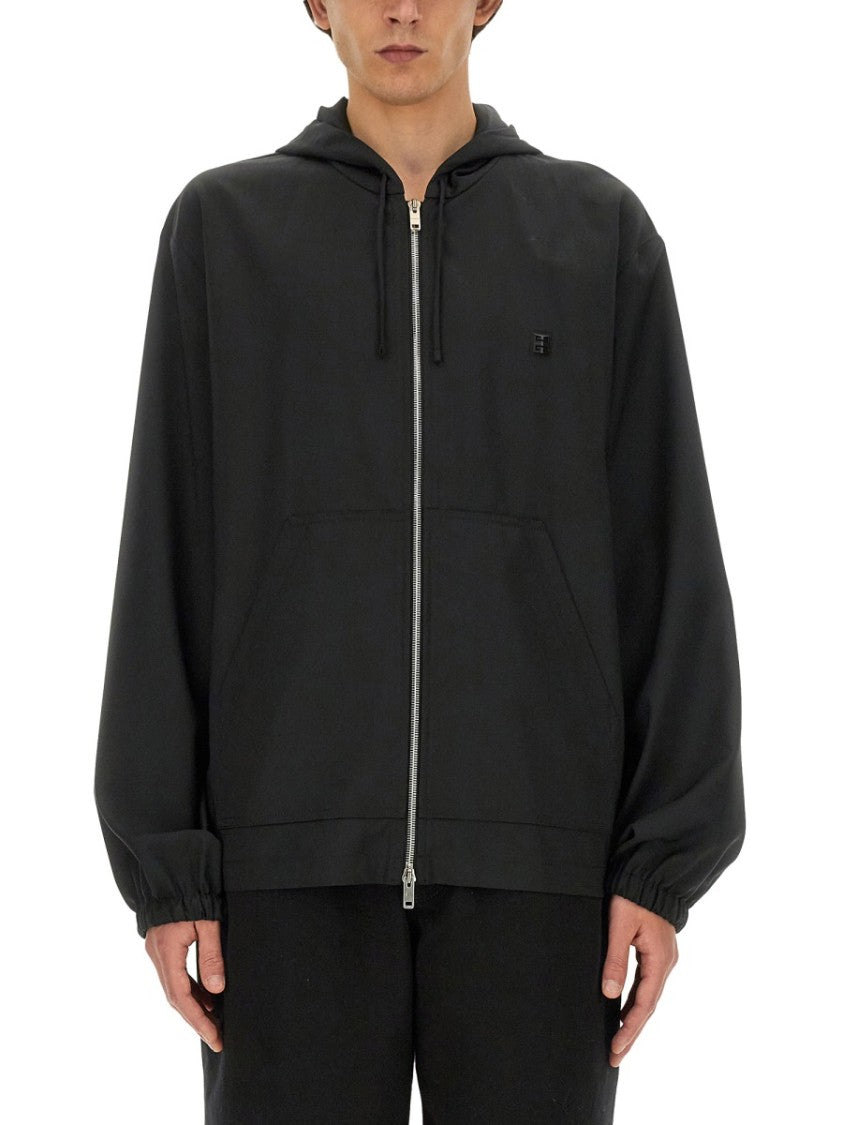 Relaxed-Fit Black Zip Sweatshirt With Hood
