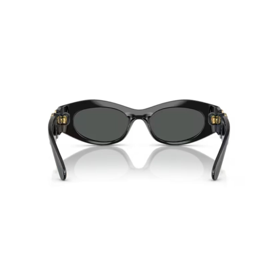 0ve4480u Elongated Oval Sunglasses with Gold Medallion Accents