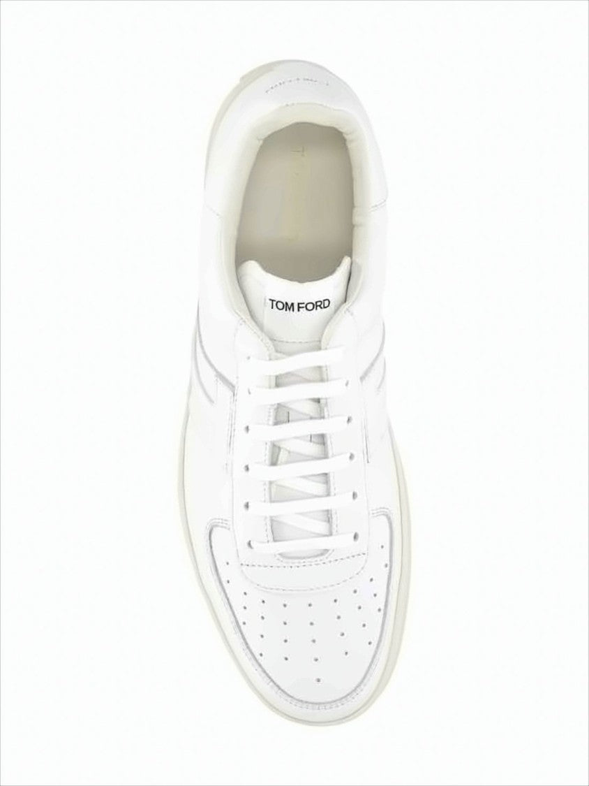 Low-Top Calf Leather Sneakers With Perforated Detailing