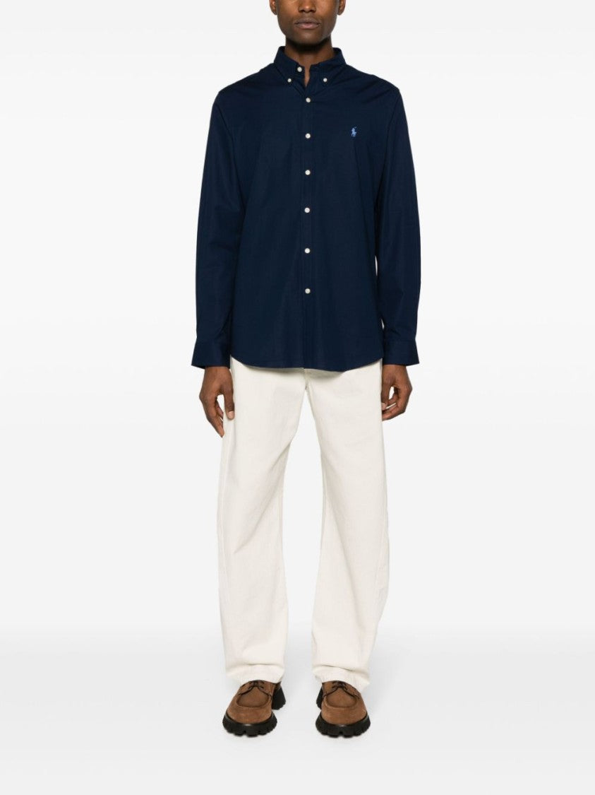 Tailored Blue Shirt with Button-Down Collar