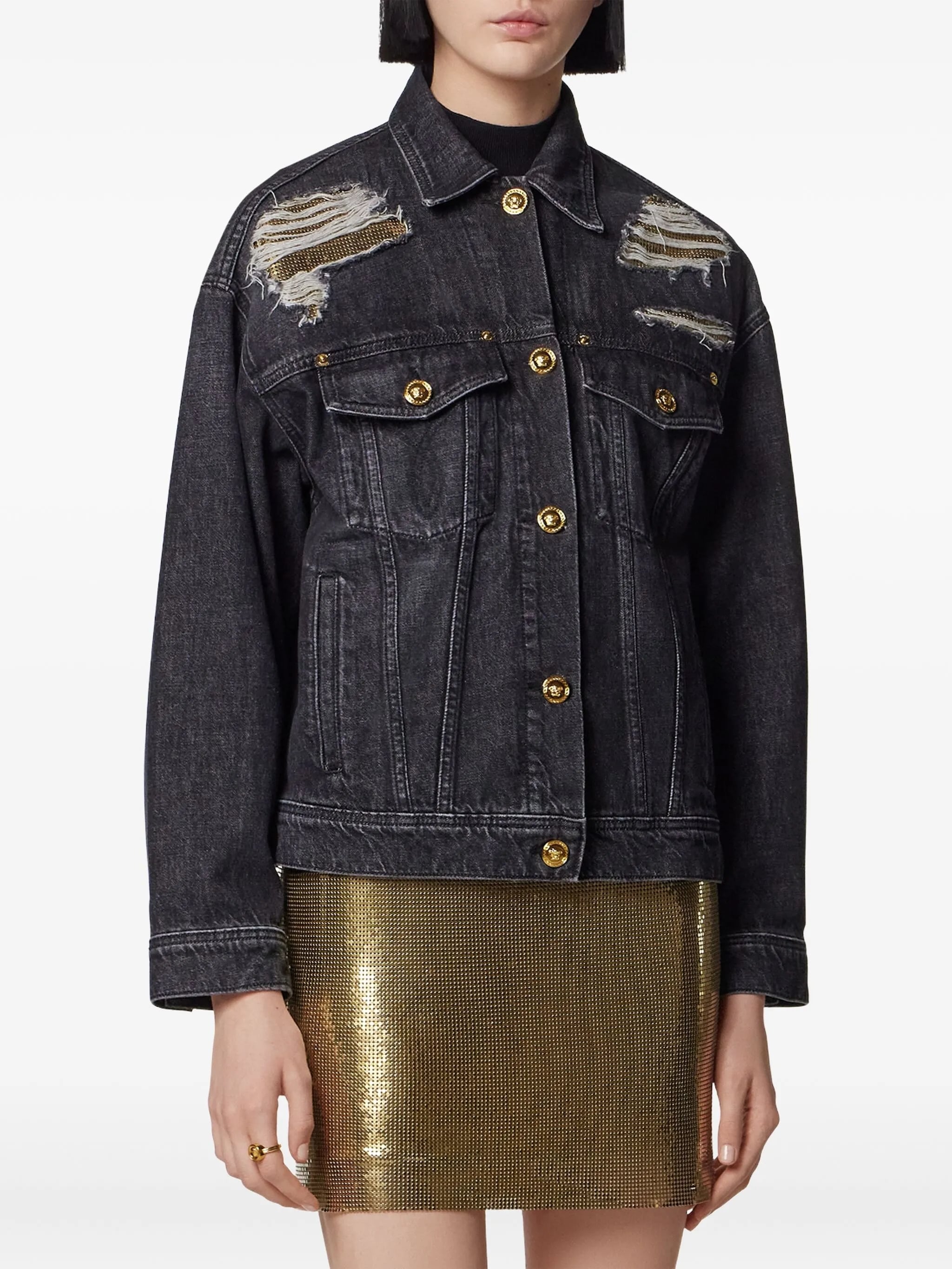 Indigo Blouson Denim Vintage Distressed Jacket