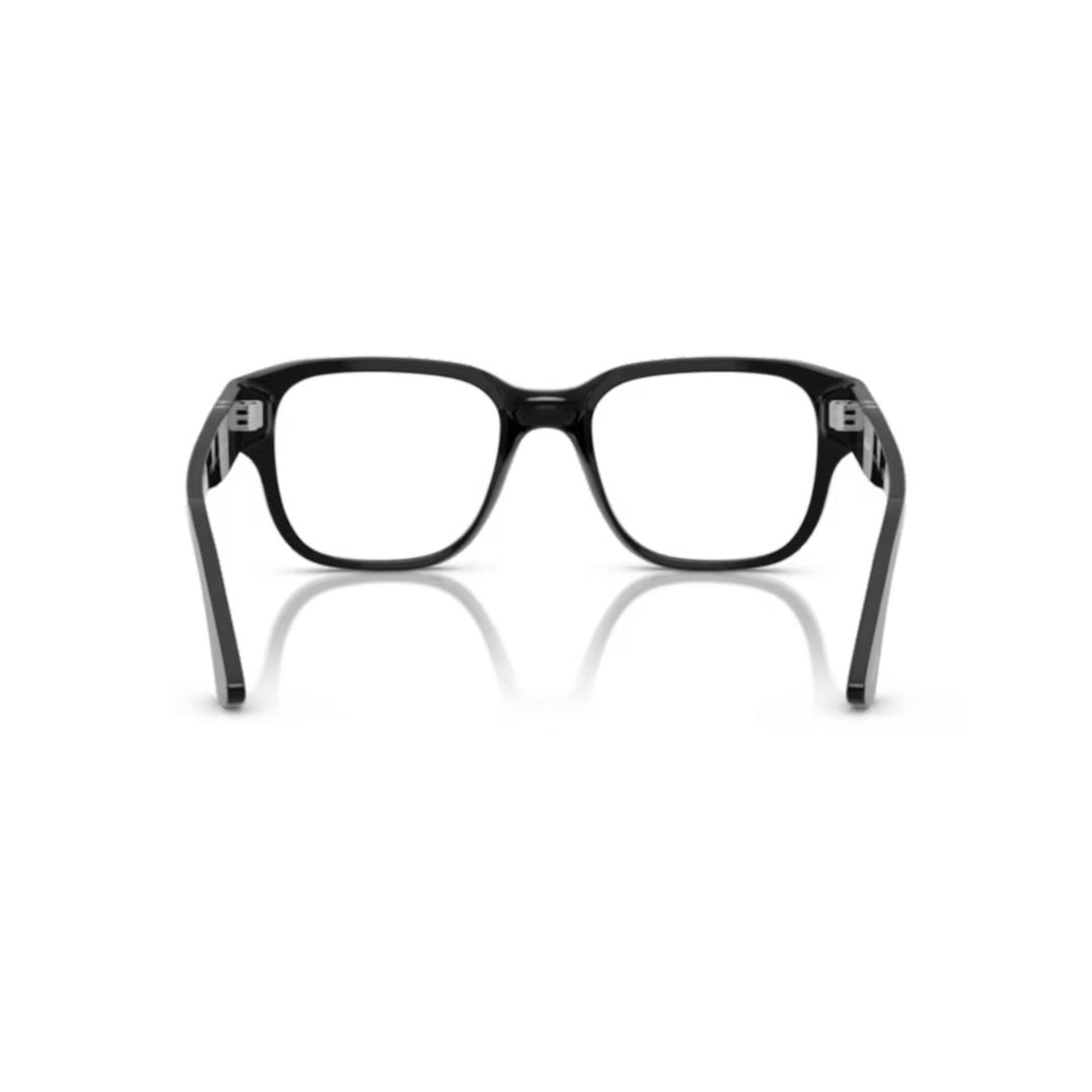 0po3374v Rectangular Black Acetate Eyeglasses with Silver Arrow Detail