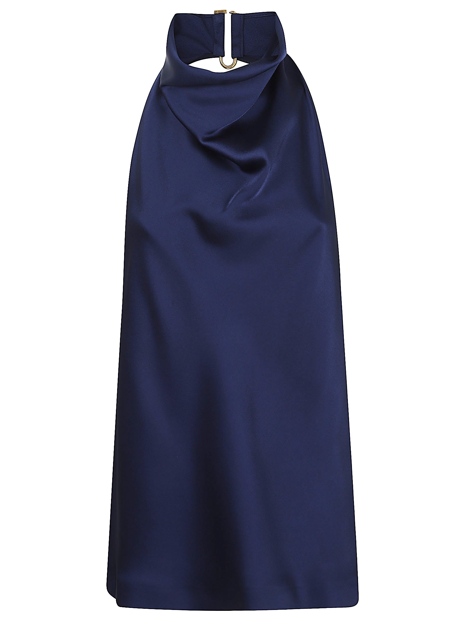 Sleeveless Satin-Effect Top With Draped Cowl Neckline
