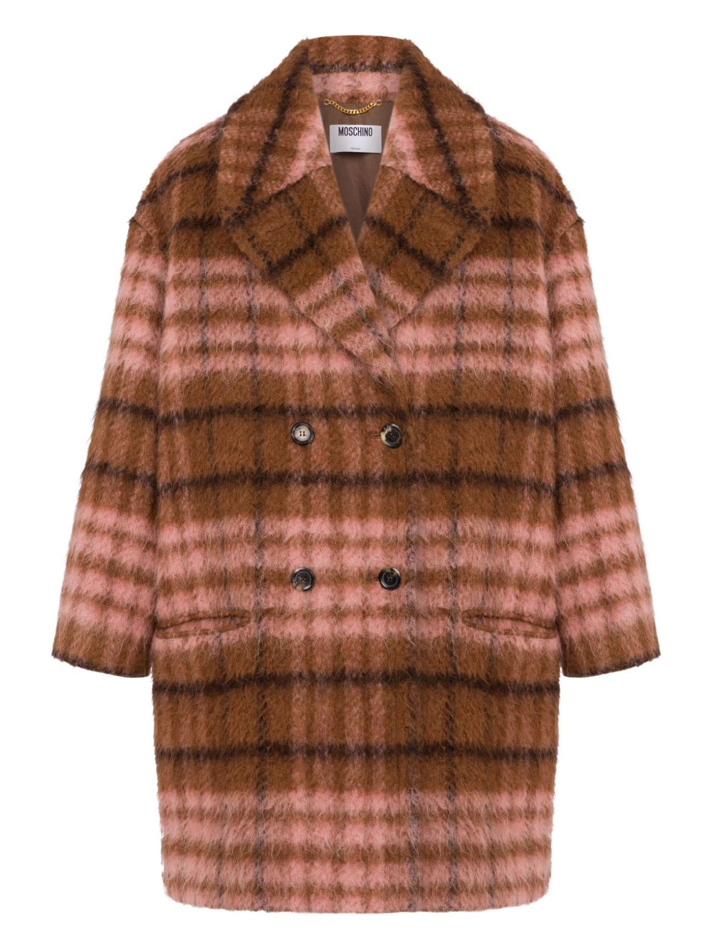 Brown Checked Oversized Coat