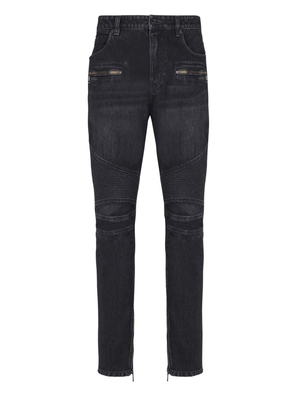 Slim Fit Black Jeans With Ribbed Detailing