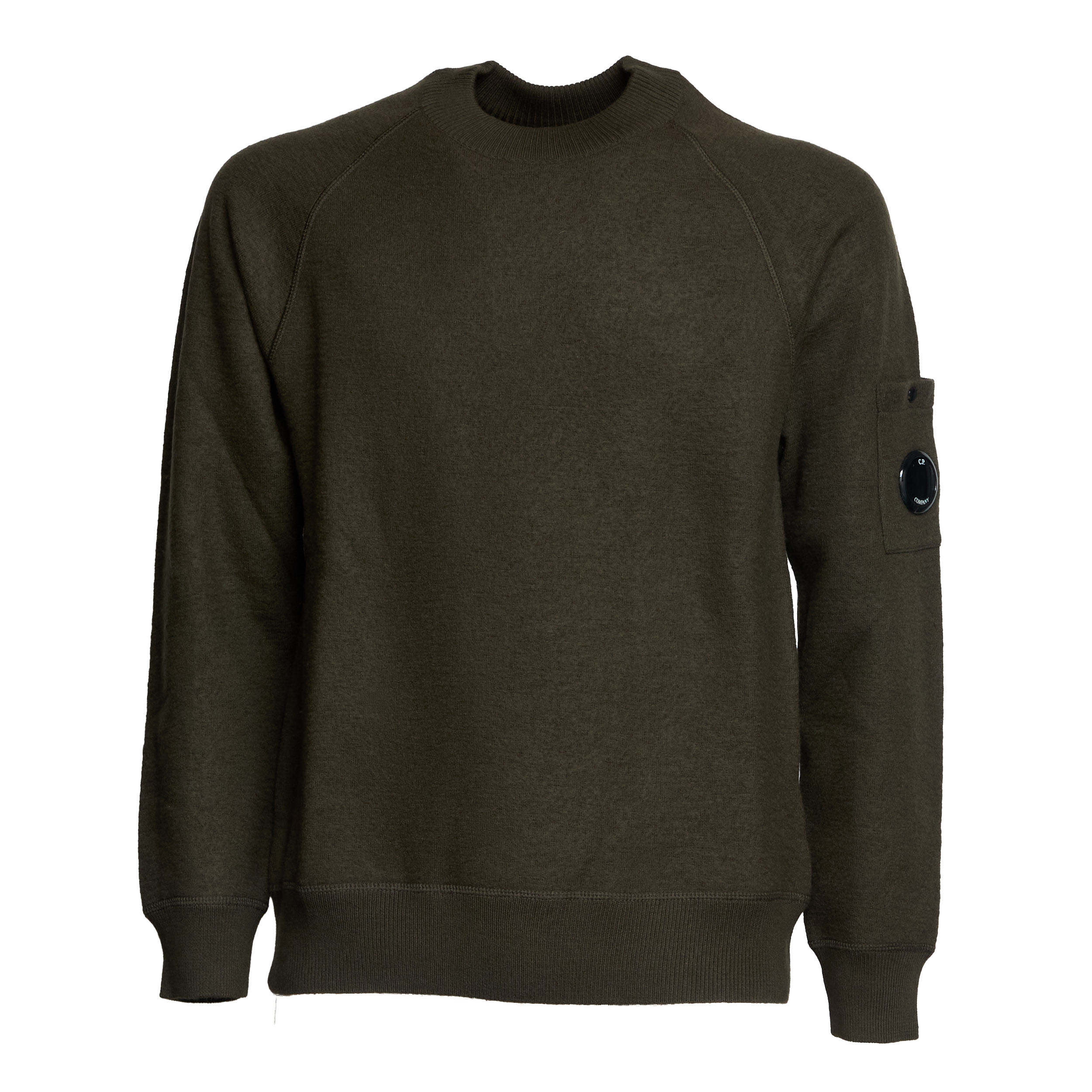 Merino Wool Felted Crew Neck Knit Sweatshirt
