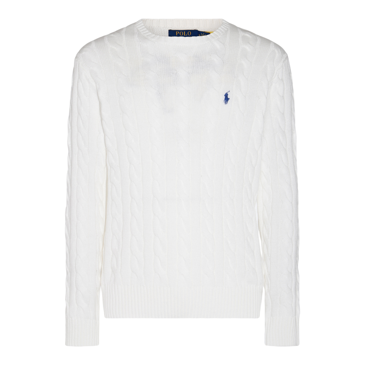 Classic Cable-Knit Sweater with Textured Design and Logo