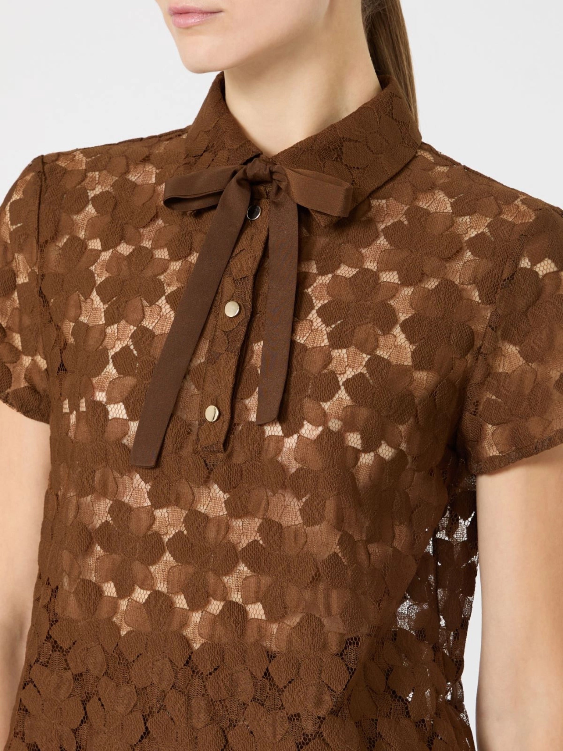Floral Lace Top with Bow Tie