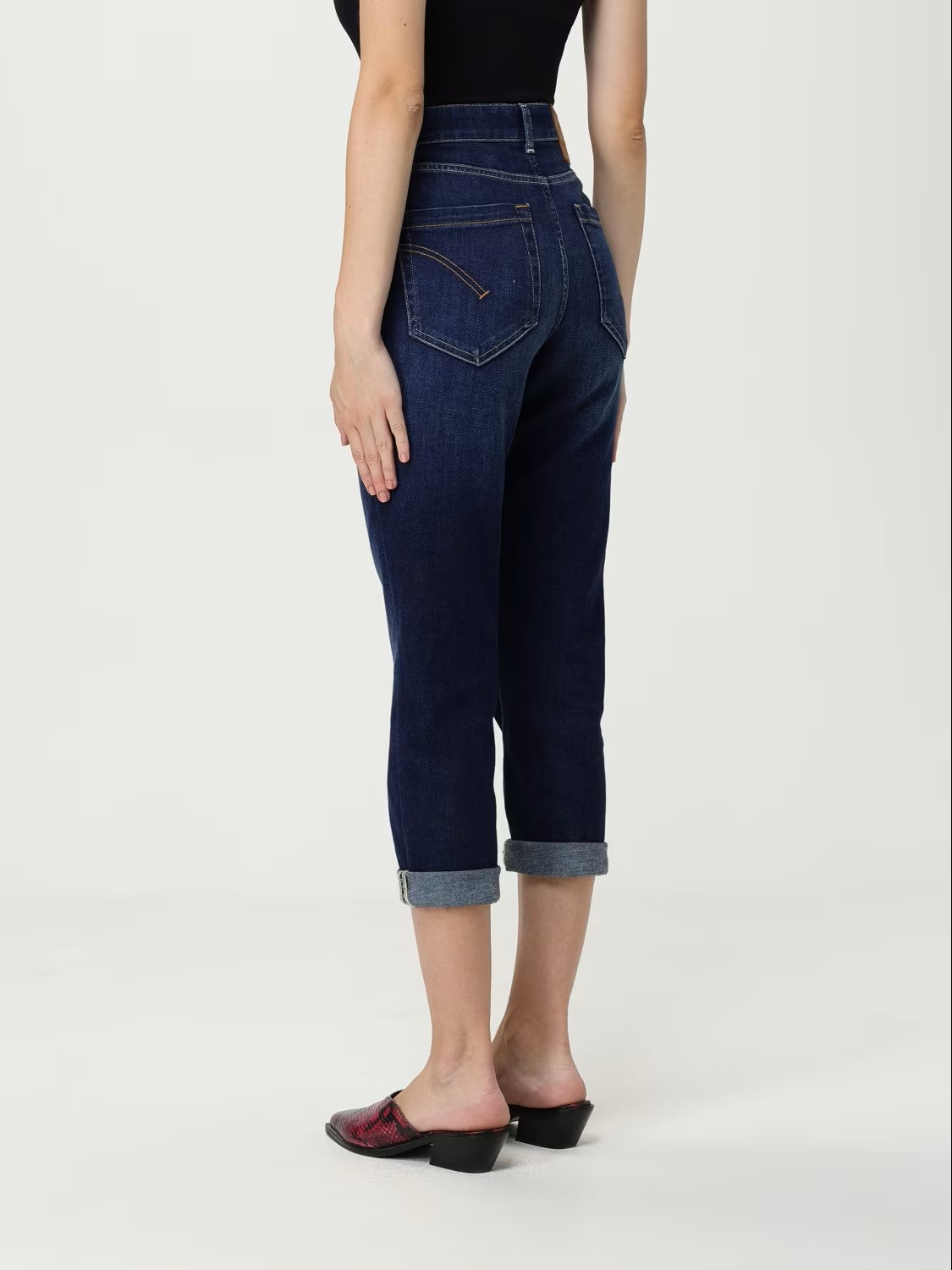 High-Waisted Cropped Jeans With Rolled Cuffs