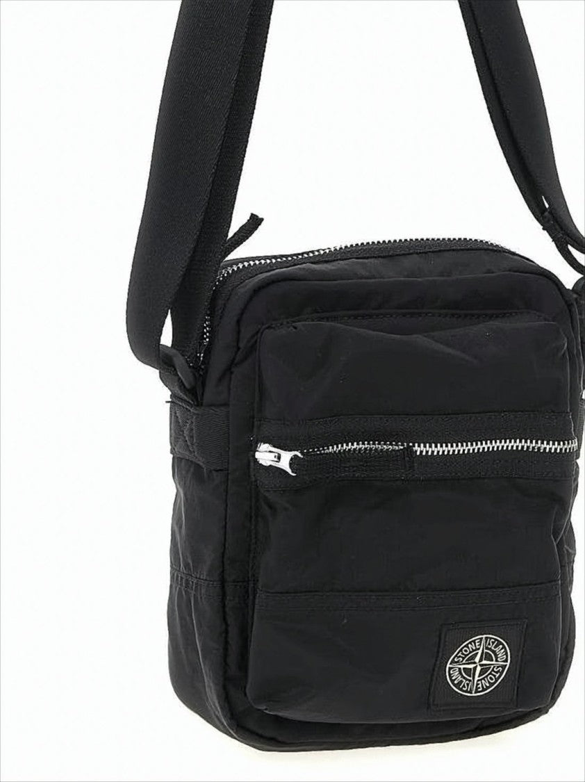 Compact Crossbody Bag with Adjustable Strap and Logo Patch