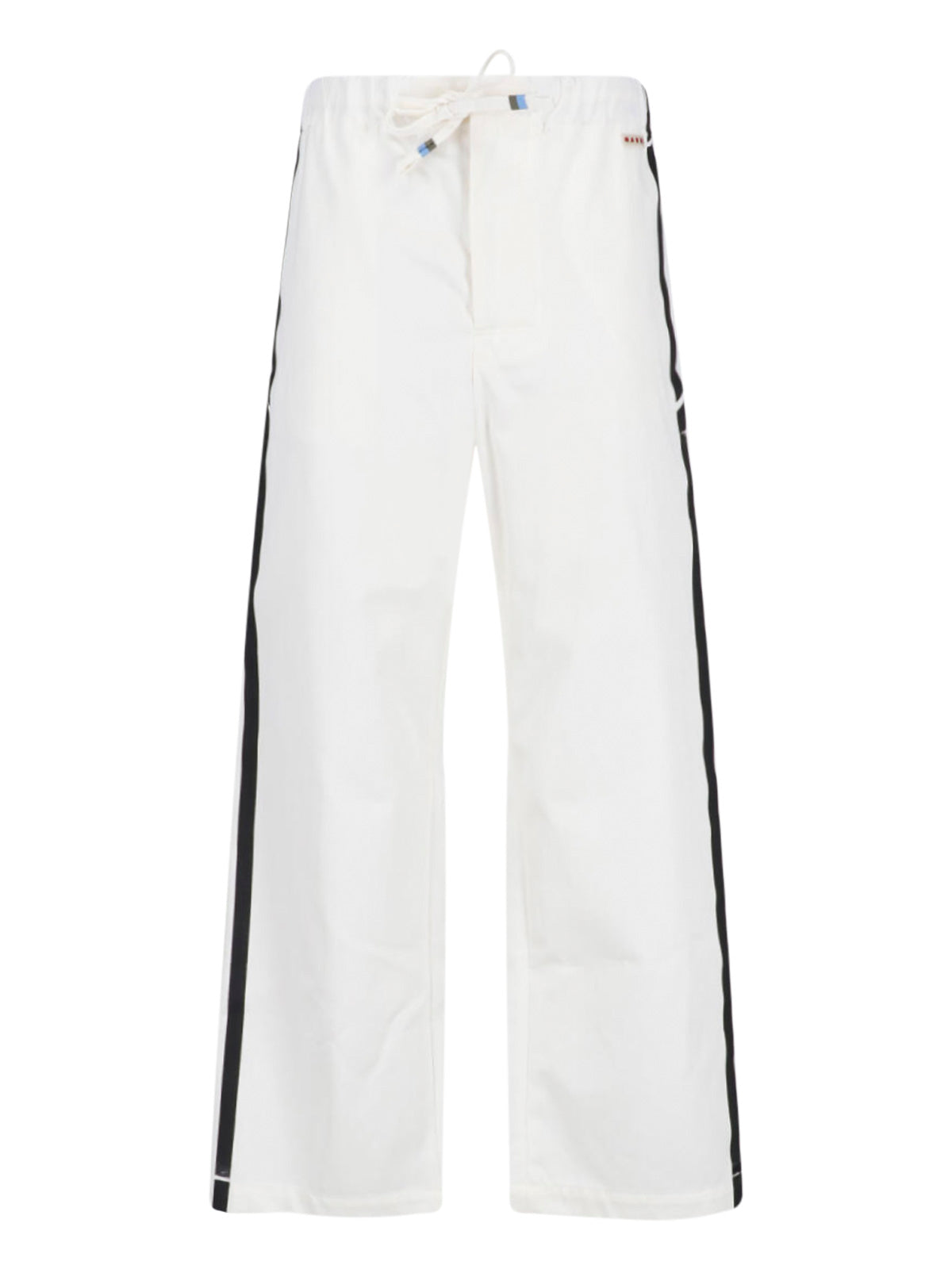 White Brushstroke Stripe Poplin Pants