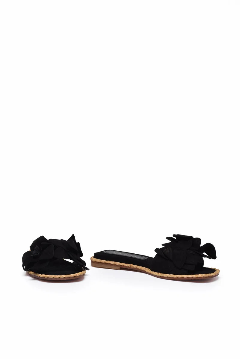 Suede Slide Sandal - Black