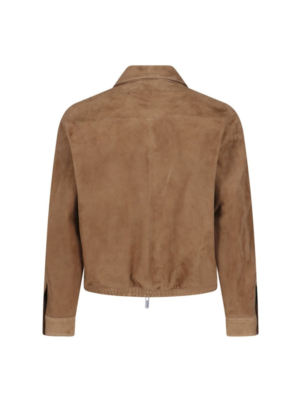 Suede Blouson With Classic Collar And Zippered Pockets
