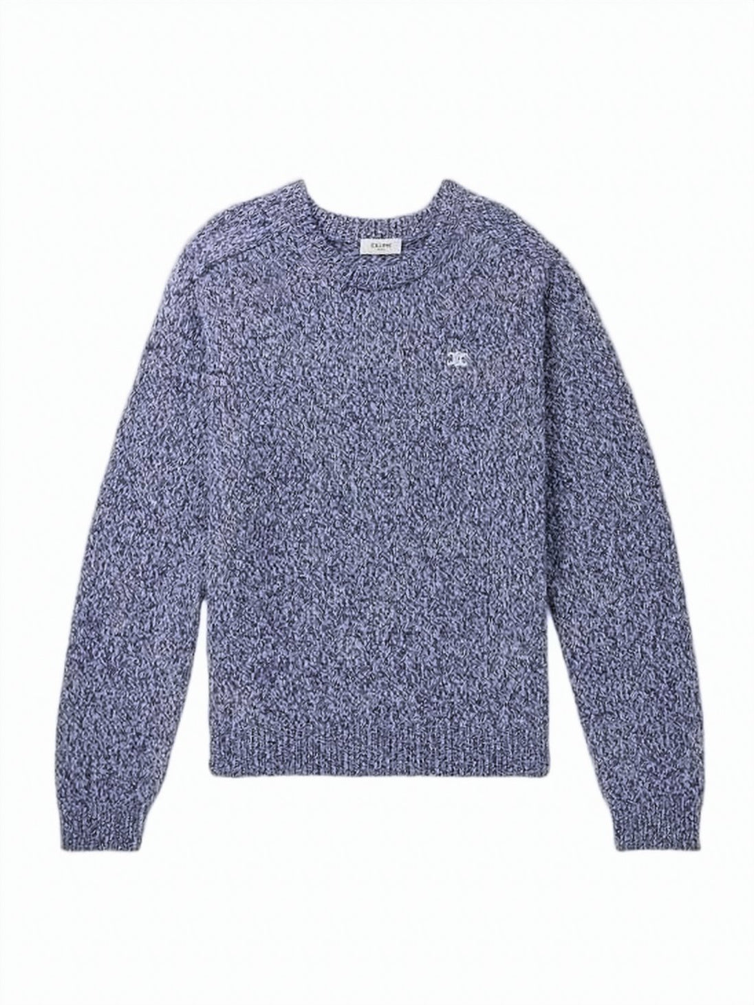 Textured Crewneck Sweater With Marled Knit Pattern
