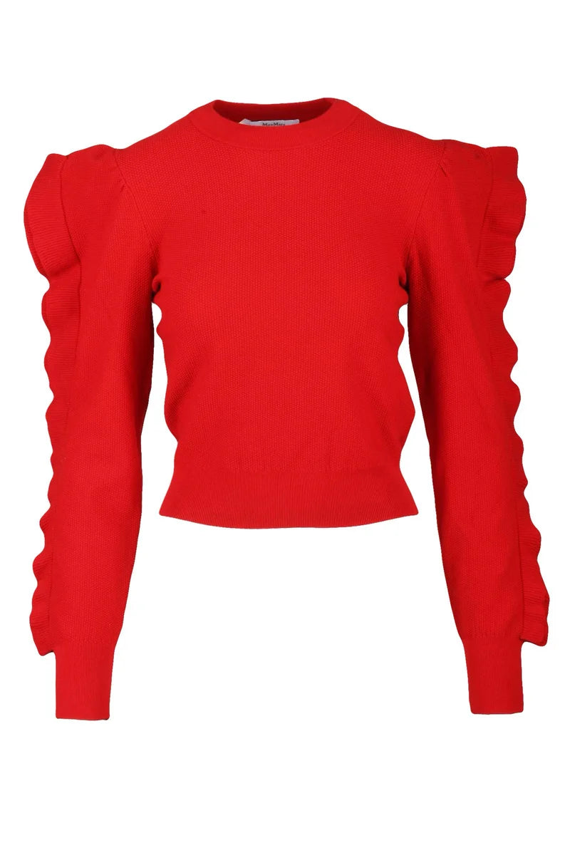 Genero Sweater with Flounce - Red