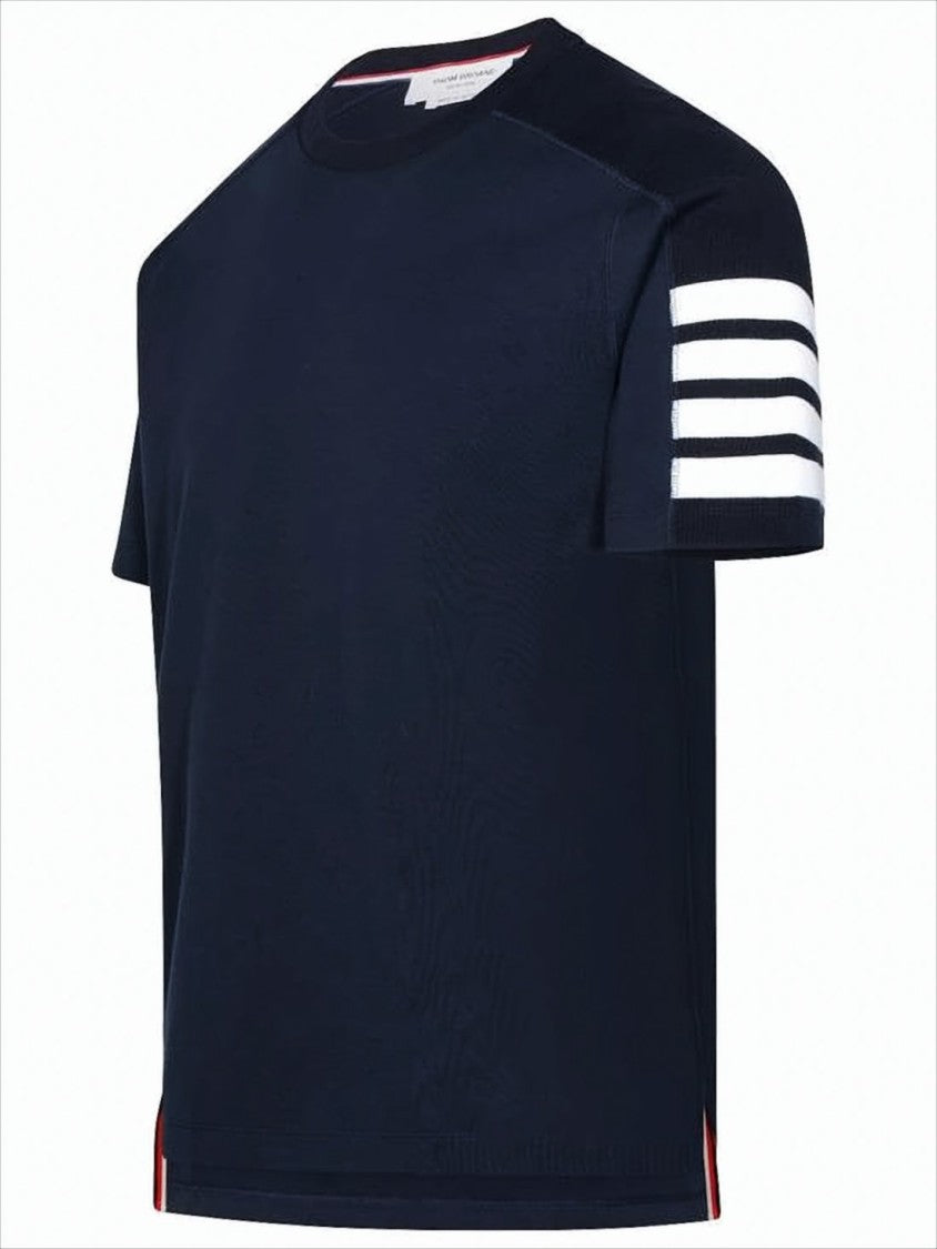 Short-Sleeve Crew Neck T-Shirt with Bold Sleeve Stripes