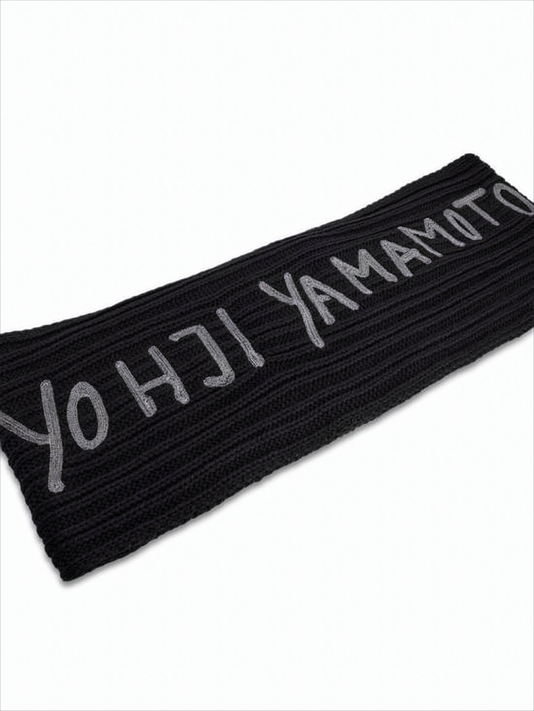 Ribbed Black Knitted Scarf