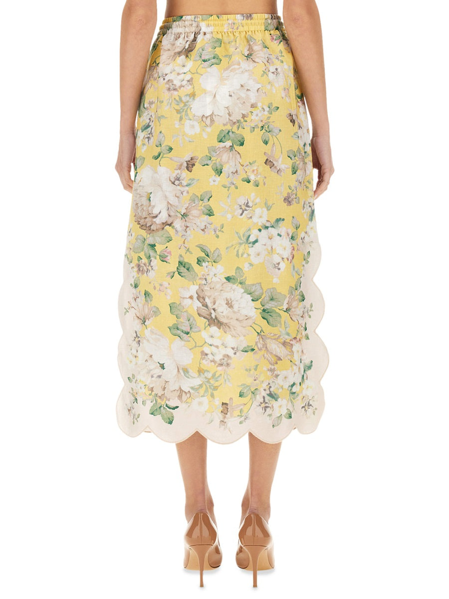Classic Linen Skirt With Elegant Draping