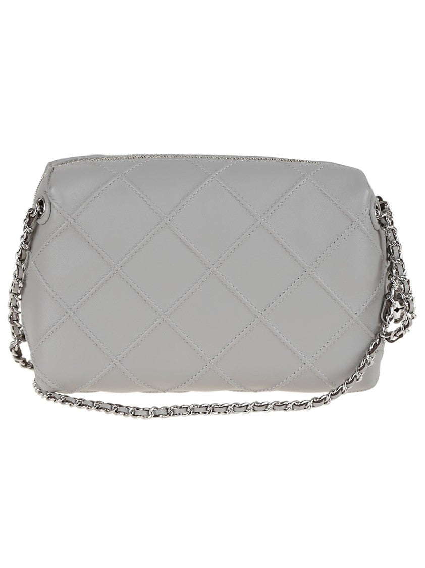 Quilted Leather Small Bag With Chain Strap