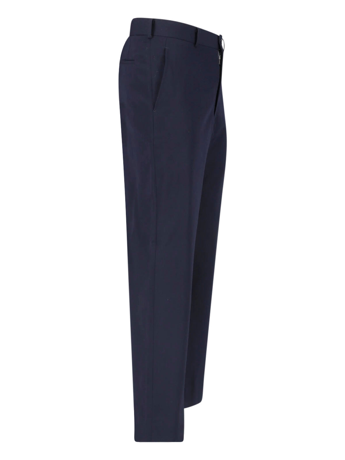 Blue Tailored Straight-Leg Wool Trousers