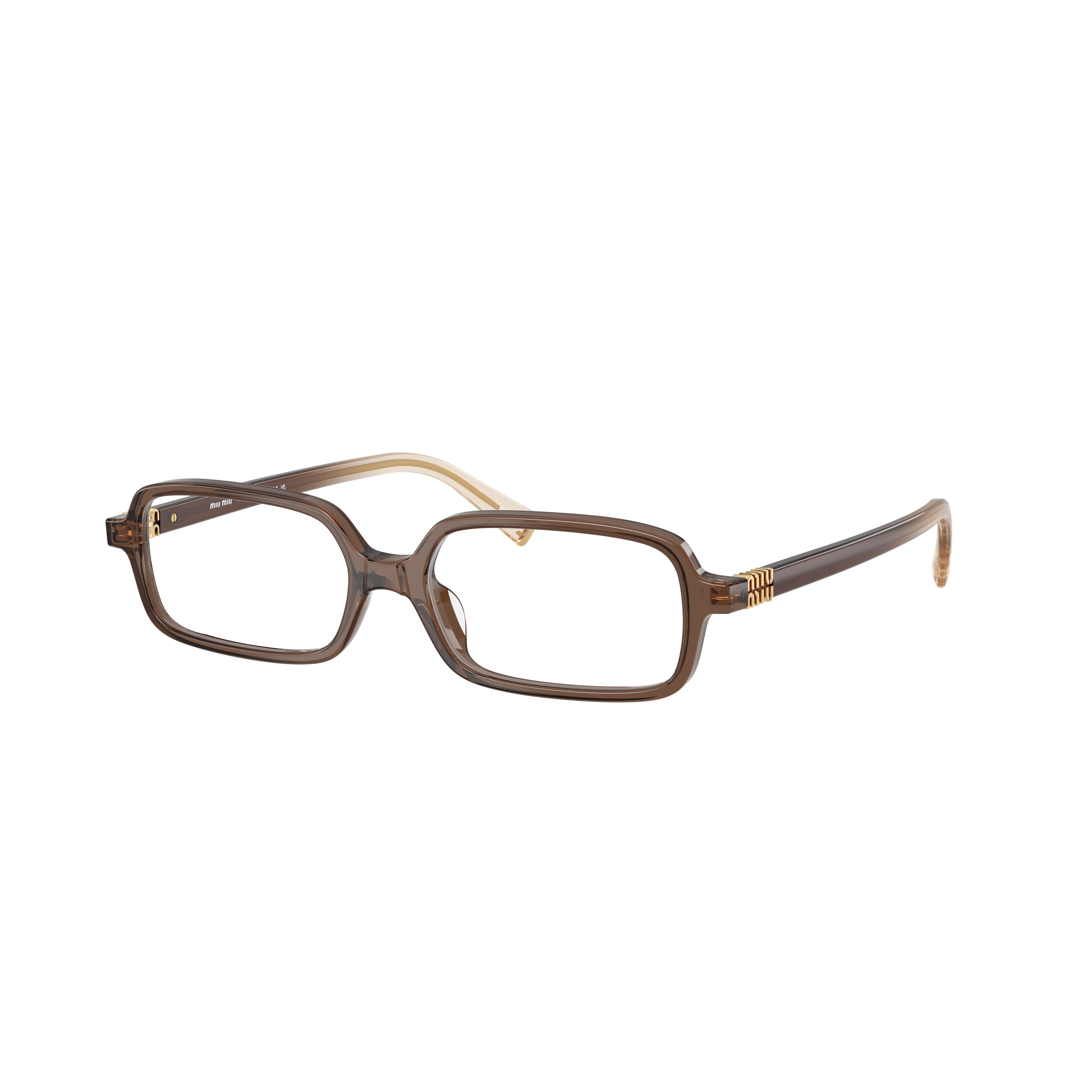0mu 01yv Translucent Brown Acetate Rectangular Eyeglasses