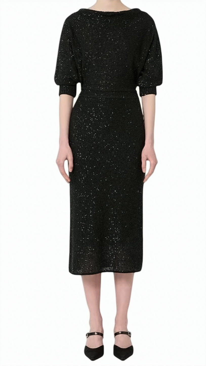 Viscose Off Shoulder Midi Dress