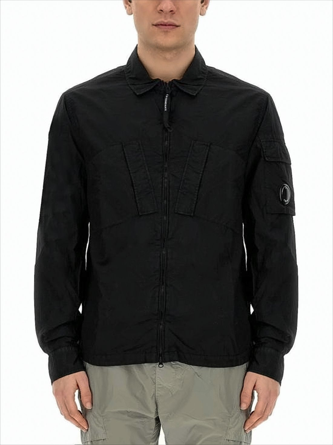 Minimalist Black Polyamide Jacket With Innovative Design Elements