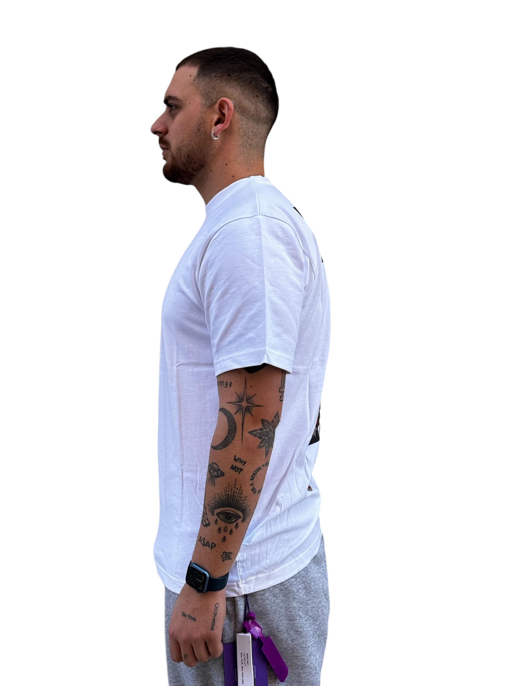 Artistic Cartoon Graphic T-Shirt with Metallic Accents
