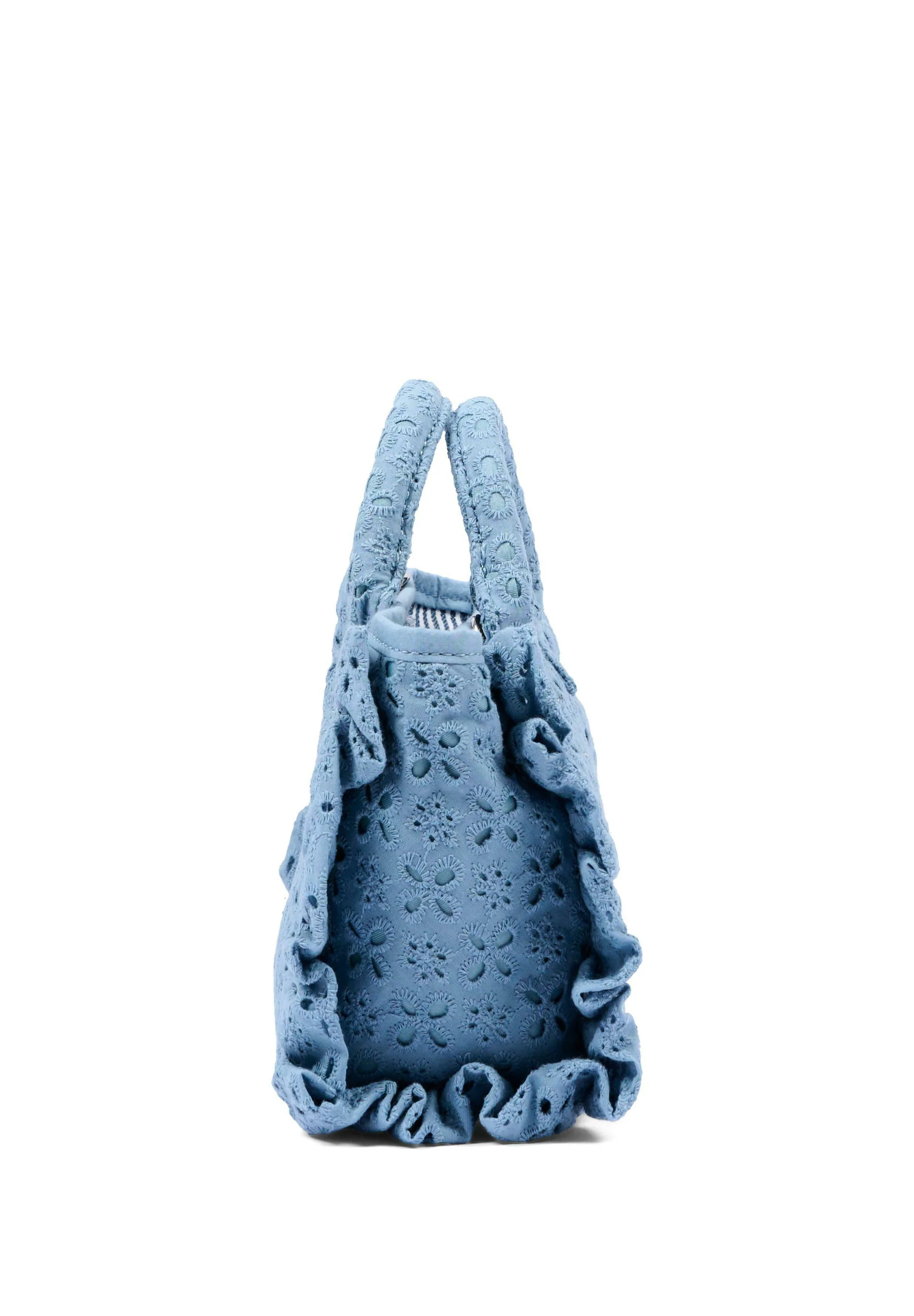 Rectangular Handbag with Floral Cut-Out Patterns