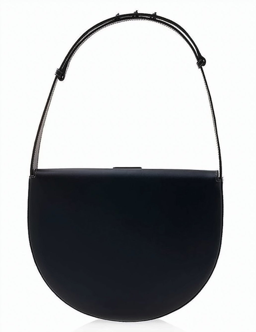 Half-Moon Black Calf Leather Shoulder Bag