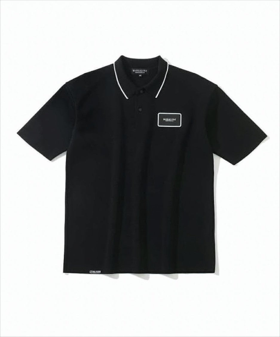 Classic Black Polo Shirt with Subtle Piping