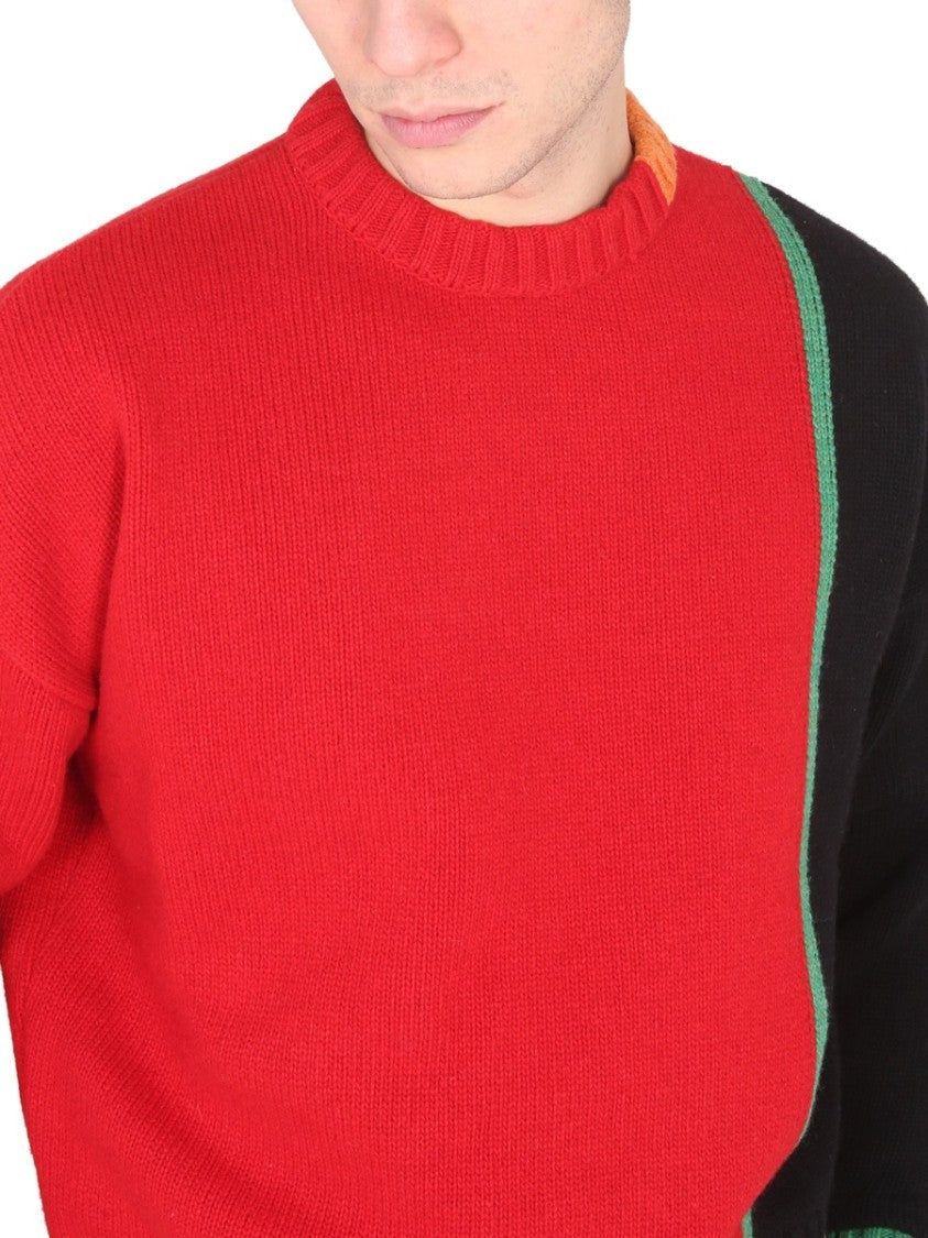 Color-Block Multicolor Mesh Knit Sweater