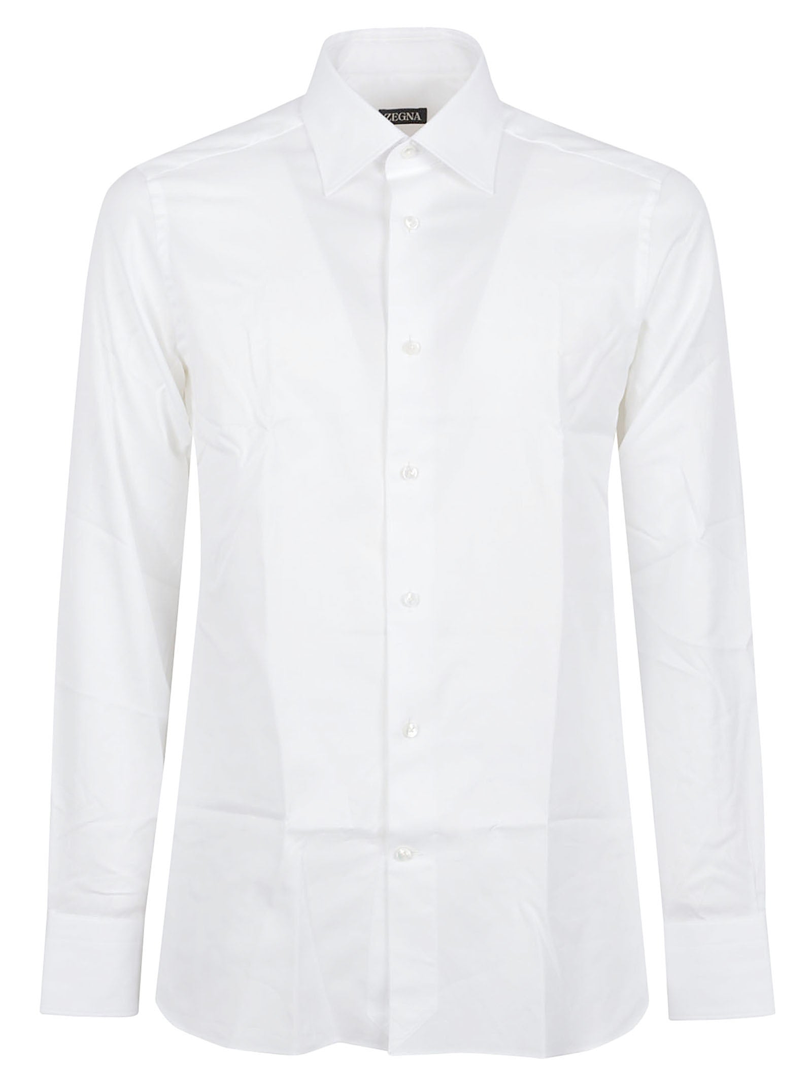 Tailored White Cotton Formal Shirt with Button-Down Front
