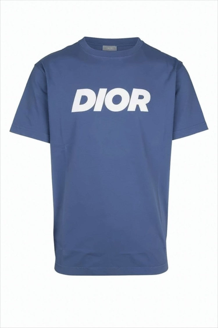 Muted Blue Logo T-Shirt with Crew Neck