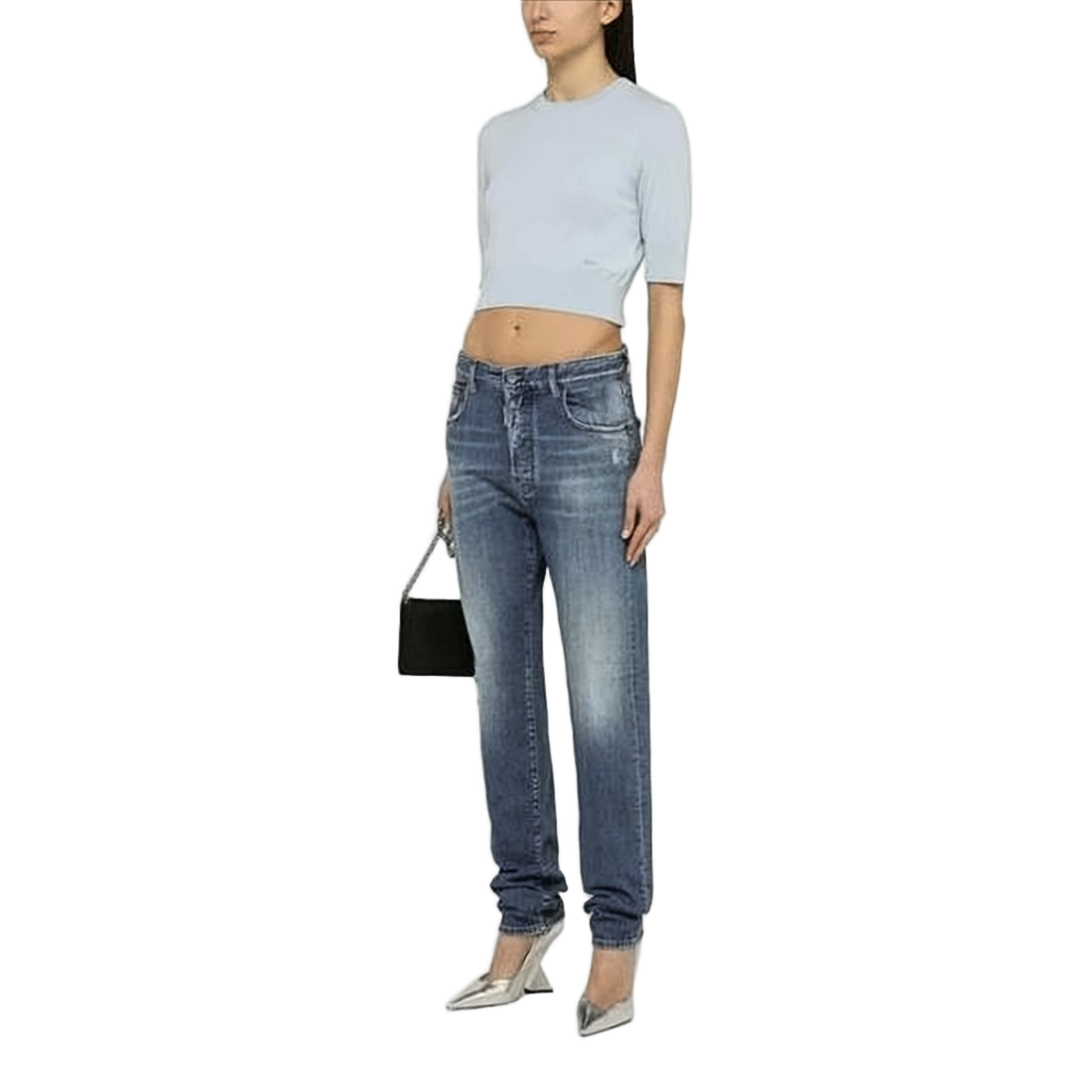 Straight-Leg Denim Pants with Subtle Fading