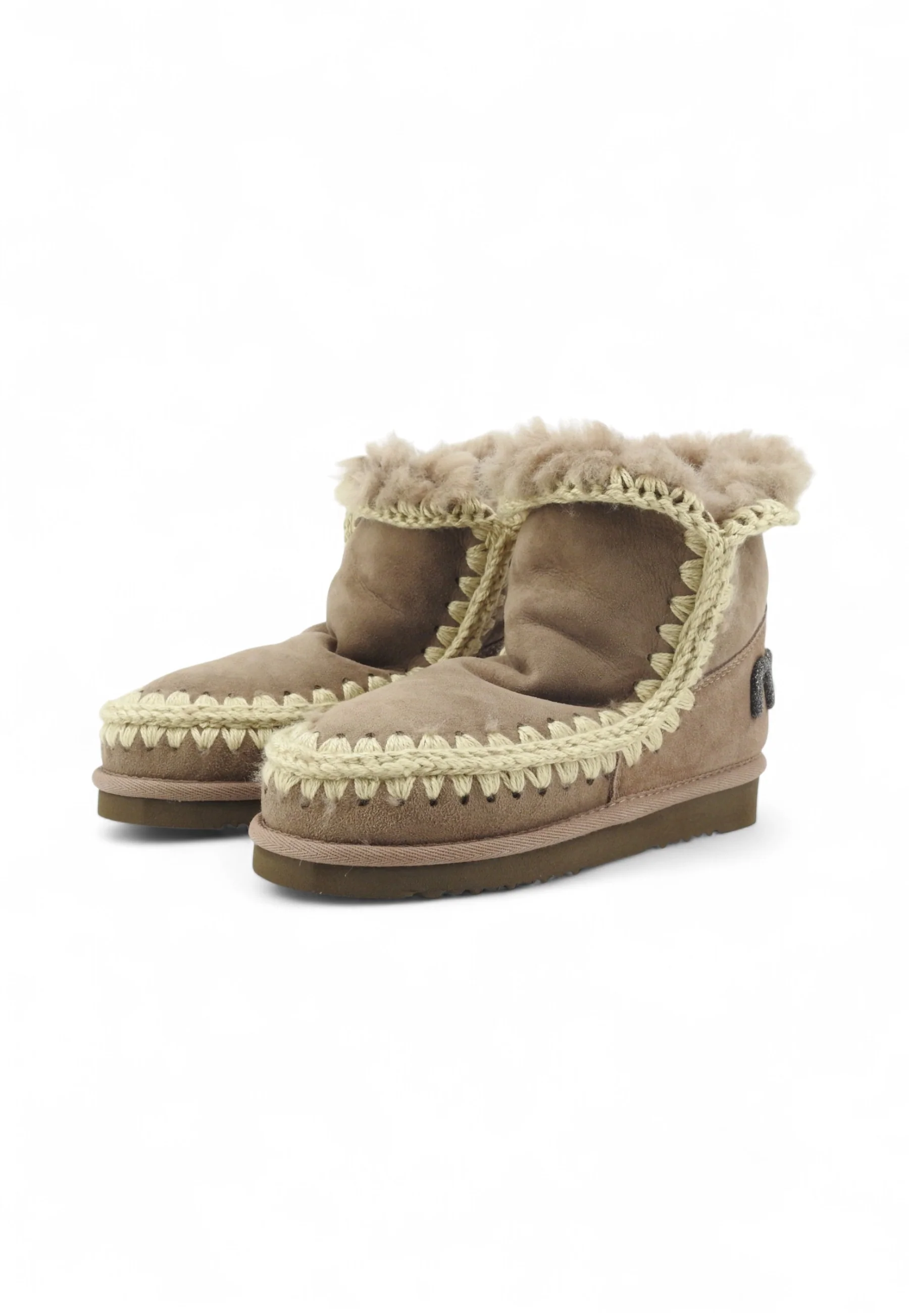 Glitter Logo Sheepskin Ankle Boots