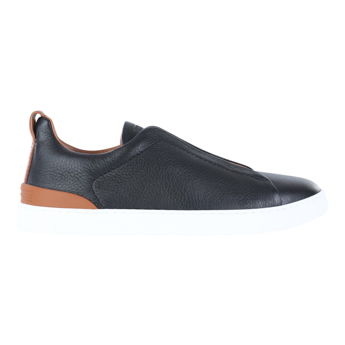Textured Black Leather Sneakers
