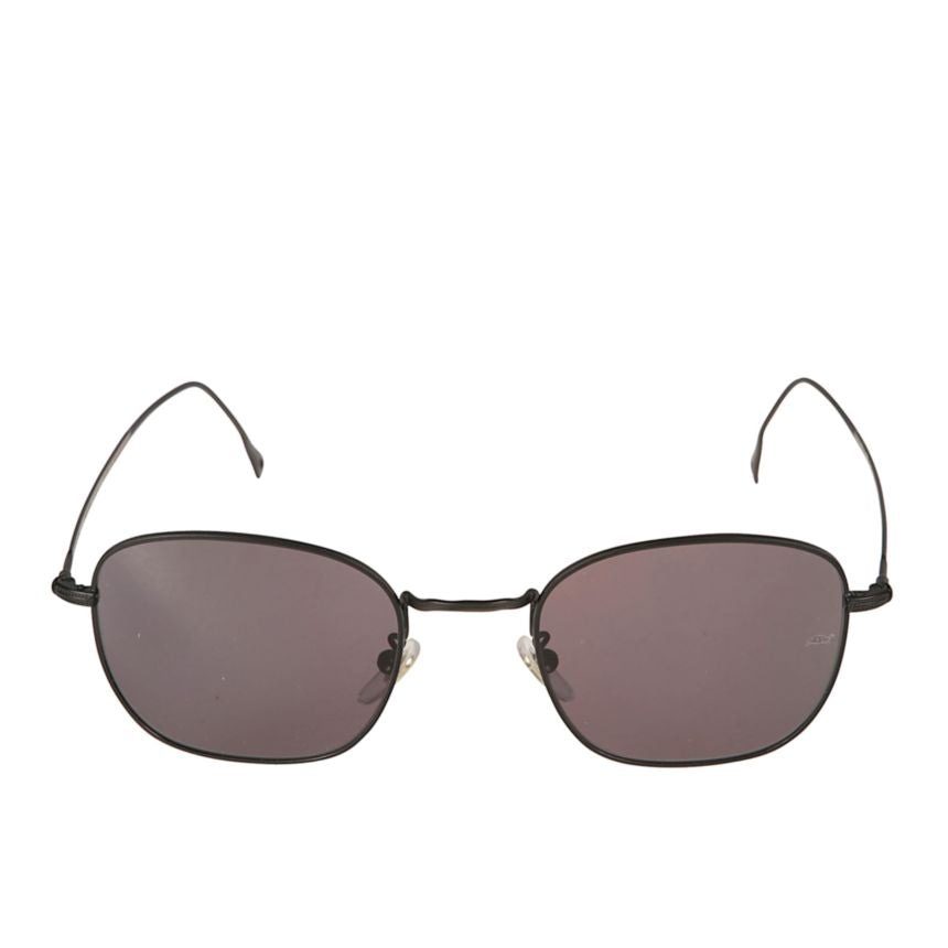 Backy Rectangular Black Metal Sunglasses with Adjustable Nose Pads