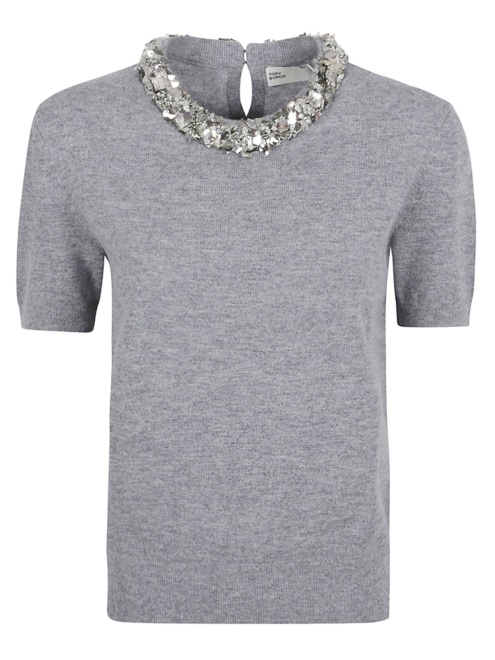 Short-Sleeved Wool-Cashmere Blend Sweater